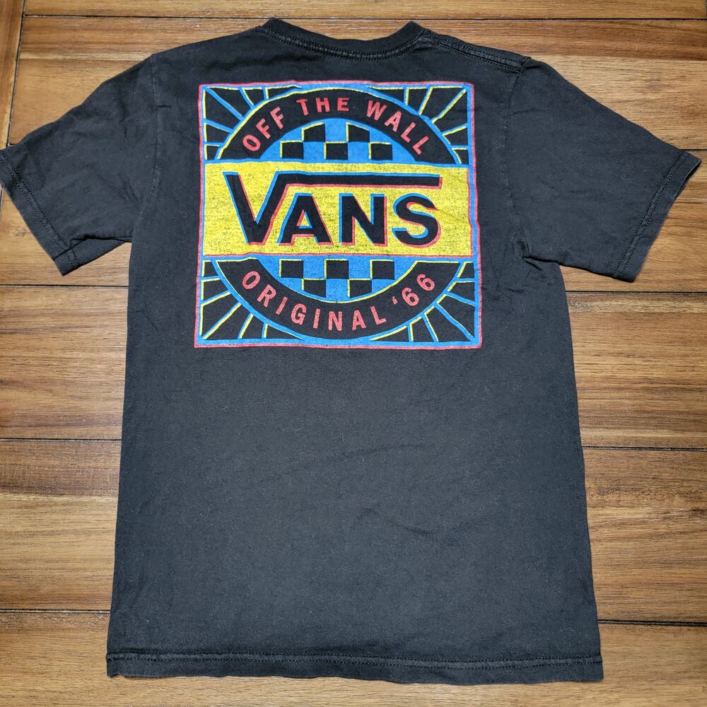 VANS Kids Black Tee Classic Box Logo - Size Medium